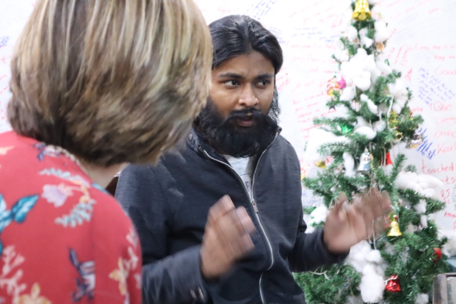 Kellie interviewing Sheroes co-founder, Ashish Shukla