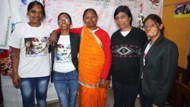 Acid attack survivors from L to R: Bala, Roopa, Geeta. Madhu, and Neetu