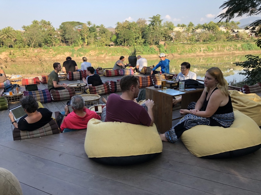 River side lounge where people hang out.