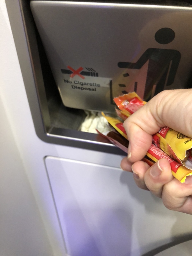 Throwing out Slim Jims before arriving in the Maldives