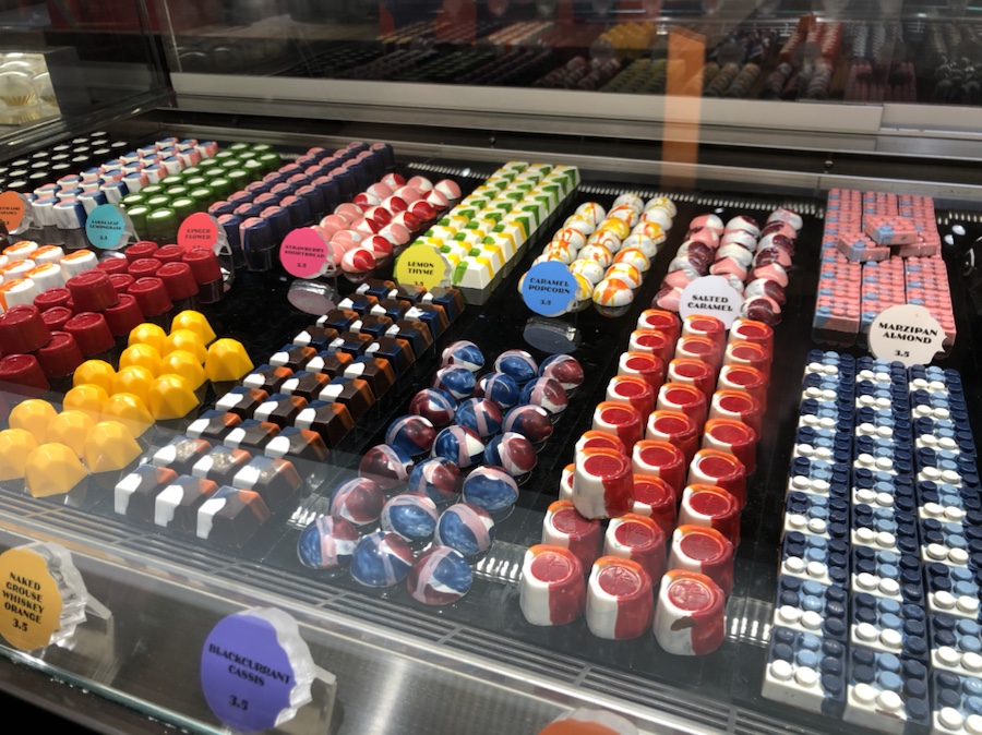 Fancy desserts in a display case